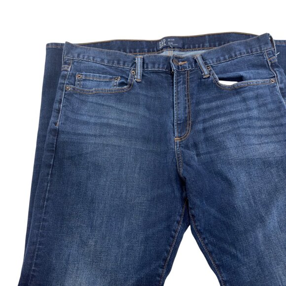 Gap Mens Slim Fit Blue Denim Jeans SZ 34x30 Stretch Cotton Blend Classic Design - Picture 2 of 14